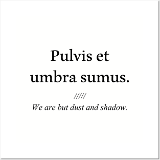 Latin quote: Pulvis et umbra sumus, We are but dust and shadow. Posters and Art